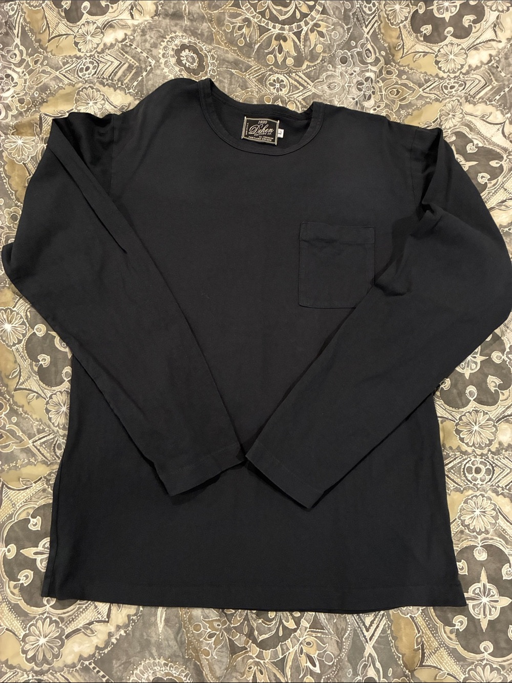 Dehen 1920 Heavy Duty Long Sleeve Pocket Tee in Black
